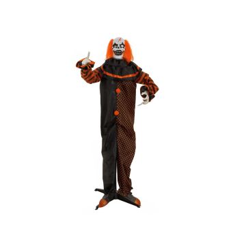 Halloween Pop-Up Horror Clown HORIK mit 2 Köpfen, Bewegungs- Soundfunktion, LEDs, 80x50x170cm