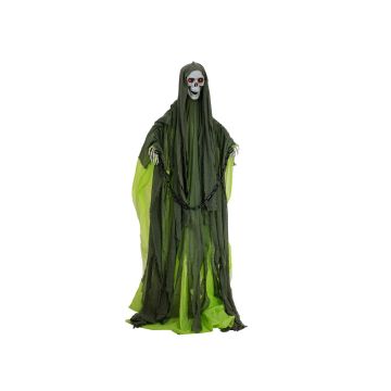 Halloween Skelett TRINEKE in Ketten, Bewegungs- Soundfunktion, LEDs, 80x40x175cm